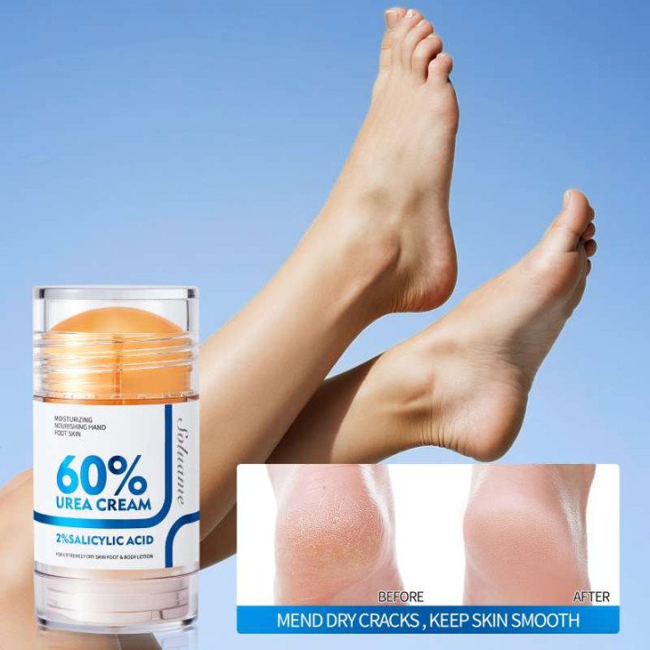 Bâton de crème pour les pieds à l'urée 60 % d'acide salicylique à 2%, crème de soin pour les pieds secs et craquelés, genoux, ma