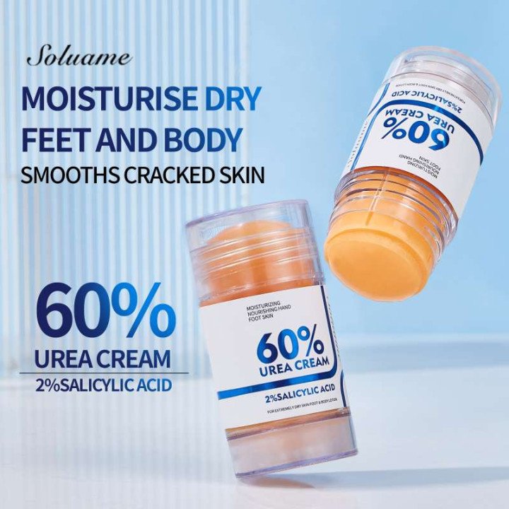 Bâton de crème pour les pieds à l'urée 60 % d'acide salicylique à 2%, crème de soin pour les pieds secs et craquelés, genoux, ma