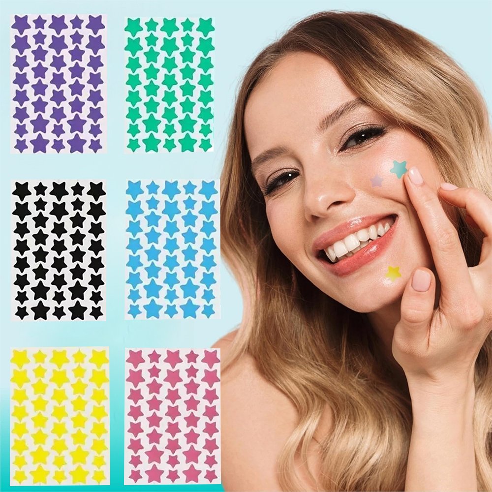 240 morceaux de patchs d'acné étoiles multicolores, patchs d'acné pour le visage, patchs anti-acné correcteurs et patchs de bout