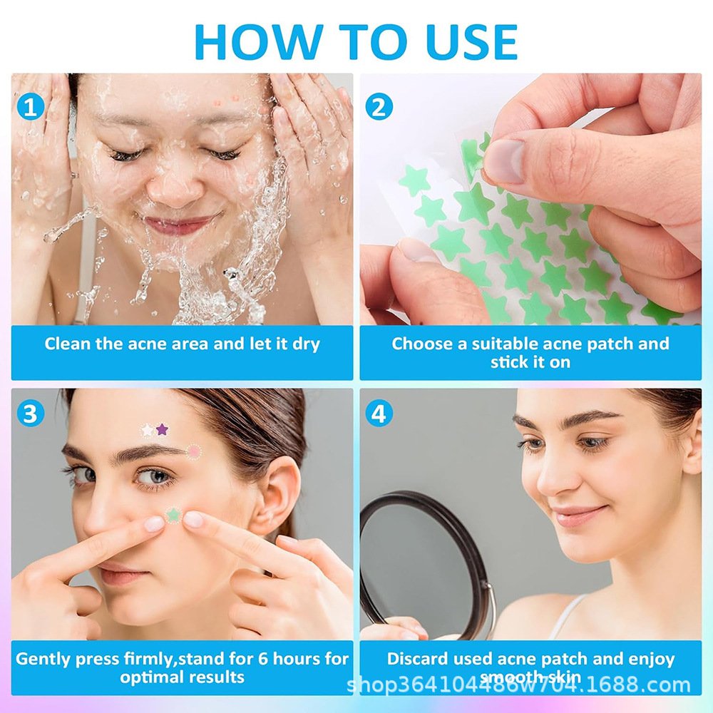240 morceaux de patchs d'acné étoiles multicolores, patchs d'acné pour le visage, patchs anti-acné correcteurs et patchs de bout