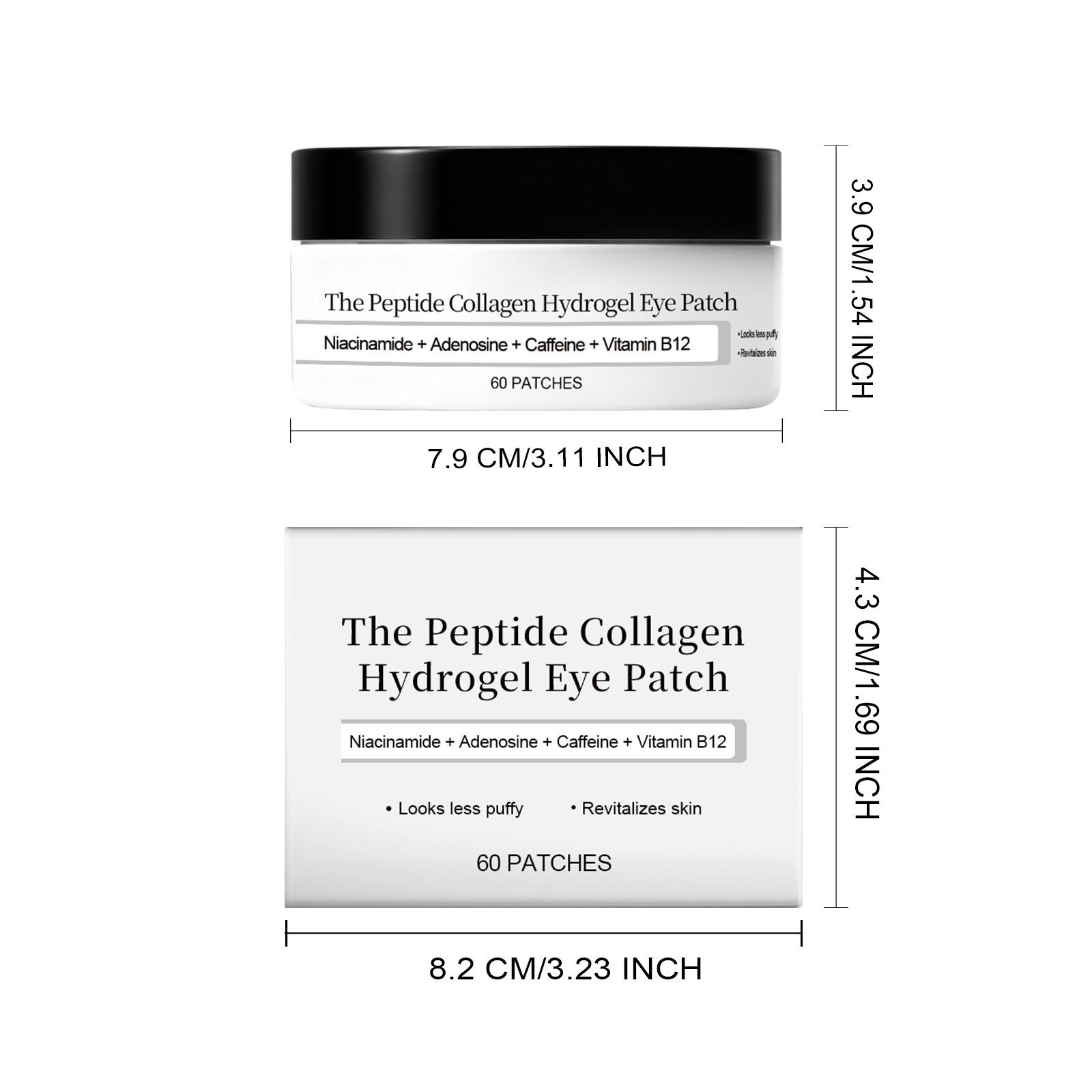 Patch pour les yeux en Hydrogel au collagène peptidique, réduit les rides, les cernes avec du Peptide de cuivre, Niacinamide, Ge