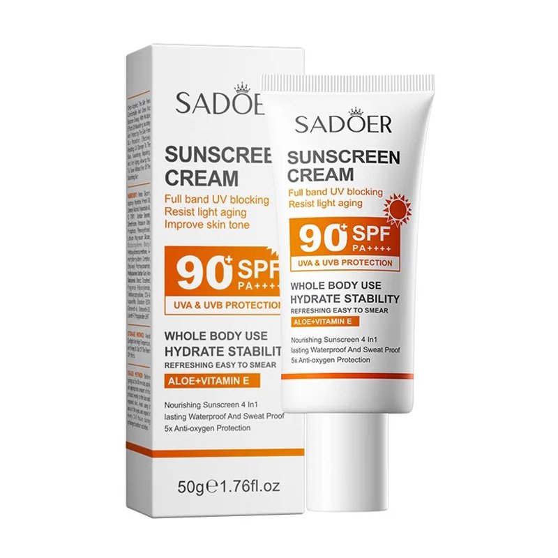 SADOER Spf 90 + crème solaire pour visage corps entier utilisation protecteur solaire résistant aux UV réparation bloqueur solai