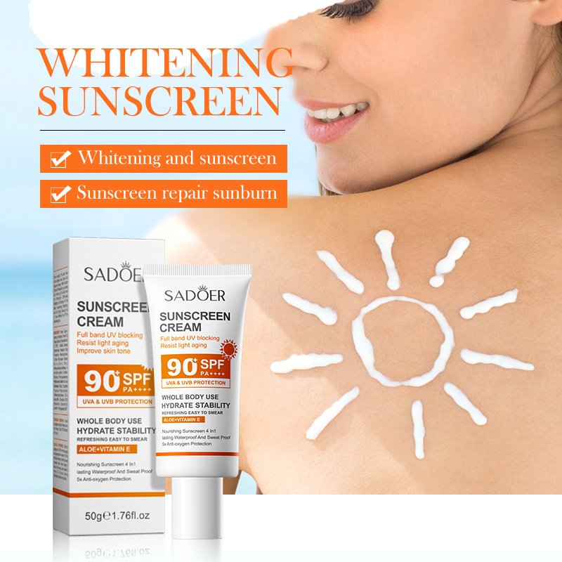 SADOER Spf 90 + crème solaire pour visage corps entier utilisation protecteur solaire résistant aux UV réparation bloqueur solai