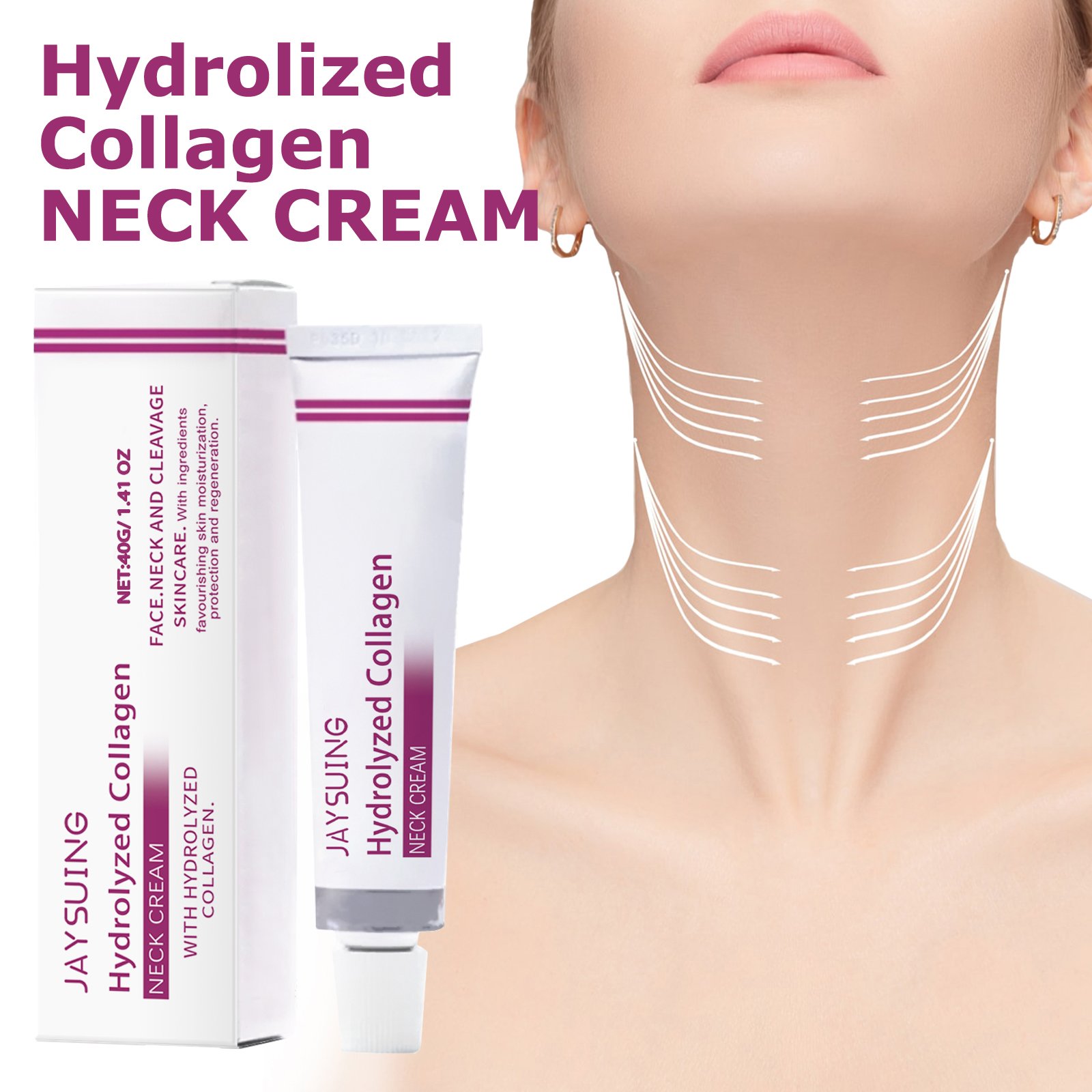 Crème pour le cou au collagène hydrolysé, raffermissante, Lifting, élimine les ridules du cou, élimine le Double menton, crème d