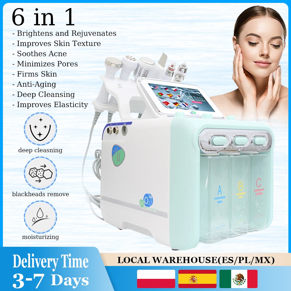 AOKO 6 en 1 Machine de beauté professionnelle pour le visage Hydra Aqua nettoyage en profondeur dispositif de soins de la peau H