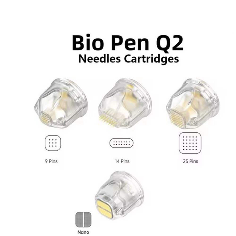 10 stylos bio Q2 pour microneedling, stylo derma avec luminothérapie LED et micro-courant, aiguilles 9, 14, 25 broches, nano
