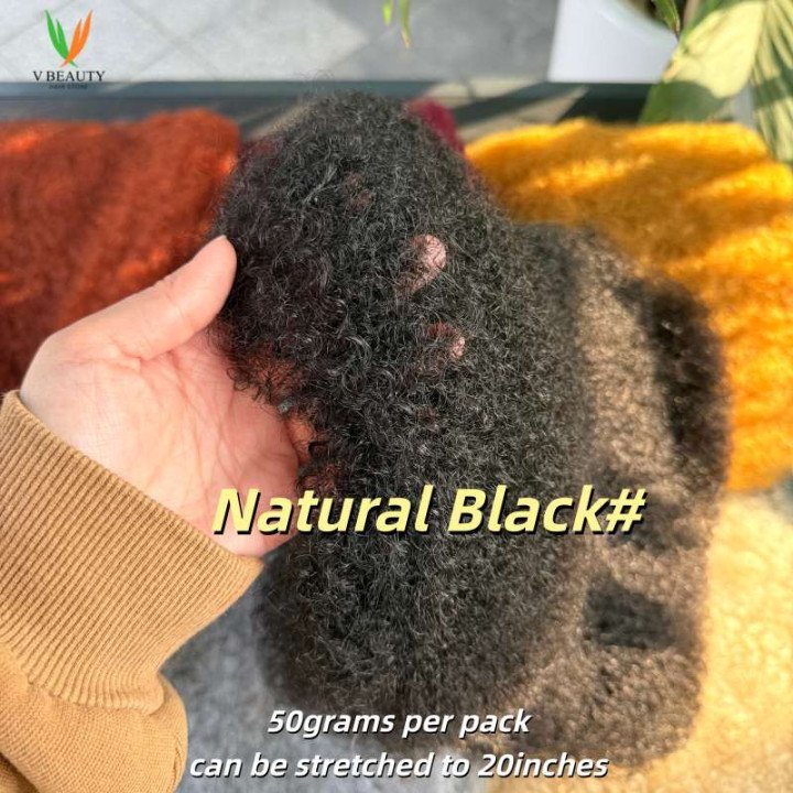 Cheveux humains afro crépus en vrac, micro tresses, cheveux Remy en vrac, gris #   Cheveux afro crépus en vrac de 50 g/20 pouces