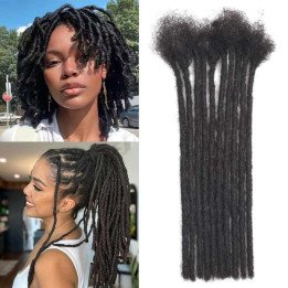 Extensions de cheveux 100% naturels, 0.6cm de largeur, 6-22 pouces, 40 brins, Dreadlock entièrement faites à la main, pour homme