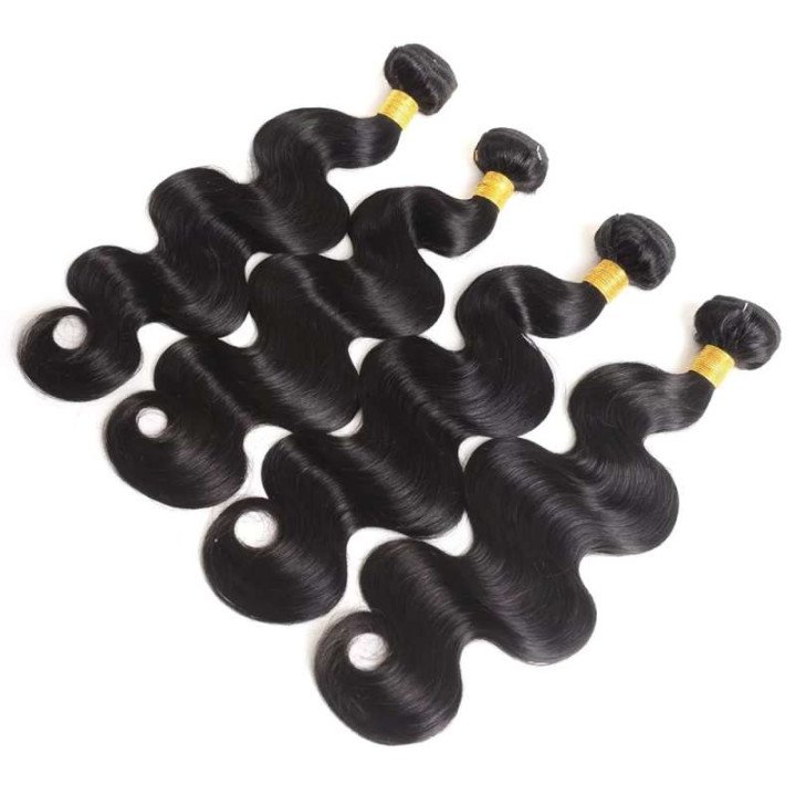 Extensions de Cheveux Brésiliens Body Wave 100% Naturels Noirs – Lots de 1/2/3/4 Pièces – Cheveux Vierges Non Traités