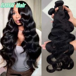 Extensions de Cheveux Brésiliens Body Wave 100% Naturels Noirs – Lots de 1/2/3/4 Pièces – Cheveux Vierges Non Traités