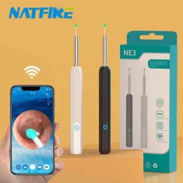 NATFIRE NE3 nettoyeur d'oreille outil d'élimination du cérumen de haute précision avec caméra lumière LED Otoscope sans fil Kit 