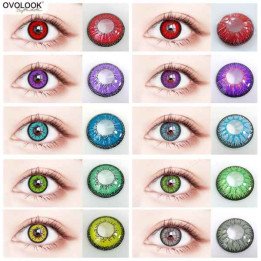 OVOLOOK-2pcs/paire lentilles Cospaly lentilles de Prescription colorées lentilles de Contact Halloween pour la Correction de la 