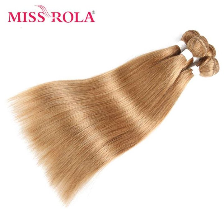 Miss Rola – Extensions brésiliennes naturelles lisses, tissage de cheveux Remy, ombré 27 # blond 99J, Double trame, lots de 1/3/