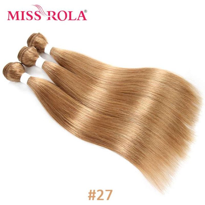 Miss Rola – Extensions brésiliennes naturelles lisses, tissage de cheveux Remy, ombré 27 # blond 99J, Double trame, lots de 1/3/