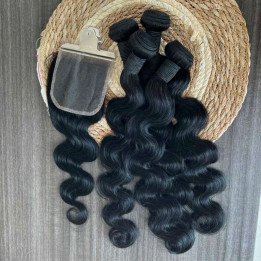 Mèches brésiliennes naturelles Remy Body Wave avec Closure, Extension de cheveux, 4x4, 5x5, 6x6, 12A