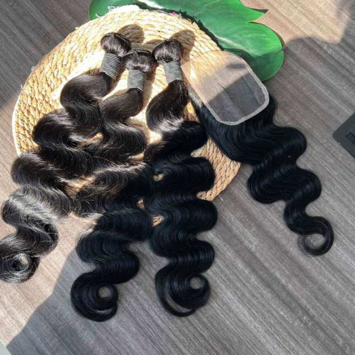 Mèches brésiliennes naturelles Remy Body Wave avec Closure, Extension de cheveux, 4x4, 5x5, 6x6, 12A