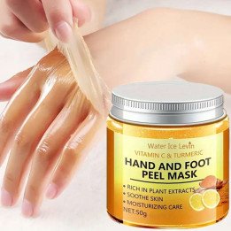Masque à la cire pour les mains à la vitamine c et au curcuma pour les mains et les pieds, lissant la peau, masque pour les main