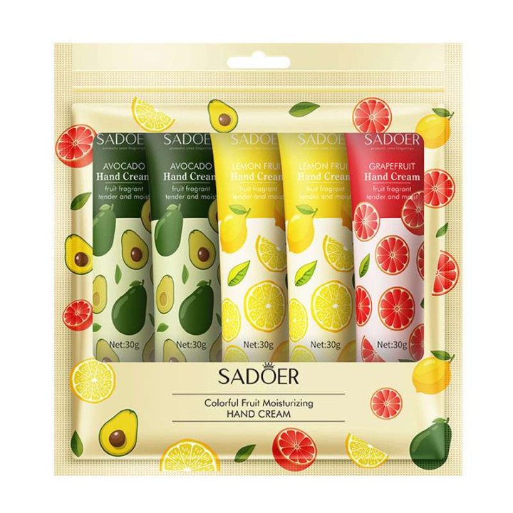 5 pièces/ensemble SADOER fruits plante parfum crème pour les mains ensembles hydratant réparation Anti sec lotion pour les mains