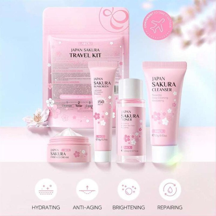 Sakura – ensembles et Kits de soins de la peau, avec nettoyant, sérum, crème pour les yeux, crème essence, produits de beauté po