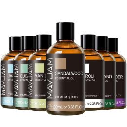 MAYJAM- Essentiel Huile avec Compte-Gouttes, Bois de Santal, Lavande, Eucalyptus, Vanille, Huile Aromatique pour Humidificateur,