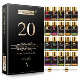 Mayjam 20 bouteilles d'huile essentielle set lavande Jasmin Eucalyptus vanille Santal orange douce géranium Patchouli