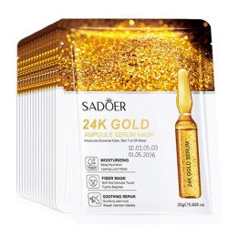 10 pièces SAODER 24K or masques pour le visage soins de la peau raffermissant hydratant nourrissant hydratant masque Facial prod
