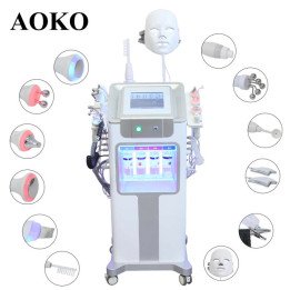 AOKO nouveau 12 IN1 Hydro Dermabrasion Aqua Peeling ultrasons soins du visage Injection d'oxygène rajeunissement de la peau merl