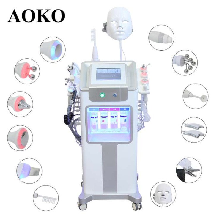 AOKO nouveau 12 IN1 Hydro Dermabrasion Aqua Peeling ultrasons soins du visage Injection d'oxygène rajeunissement de la peau merl