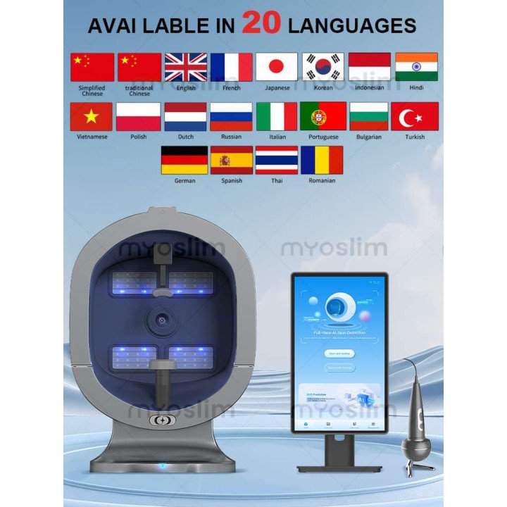 Analyseur de peau Intelligent AI, détecteur d'instrument d'image, miroir magique 3D, Machine d'analyse faciale numérique, dernie