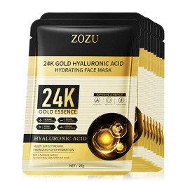 Masque facial à l'acide hyaluronique doré 24K, 10 pièces, soin de la peau, raffermissant, hydratant, produits de soins de la pea