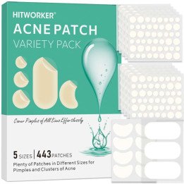443 patchs hydrocolloïdes HITWORKER – 5 tailles, bandes et autocollants de boutons profilés pour le visage, soins de Zit à actio