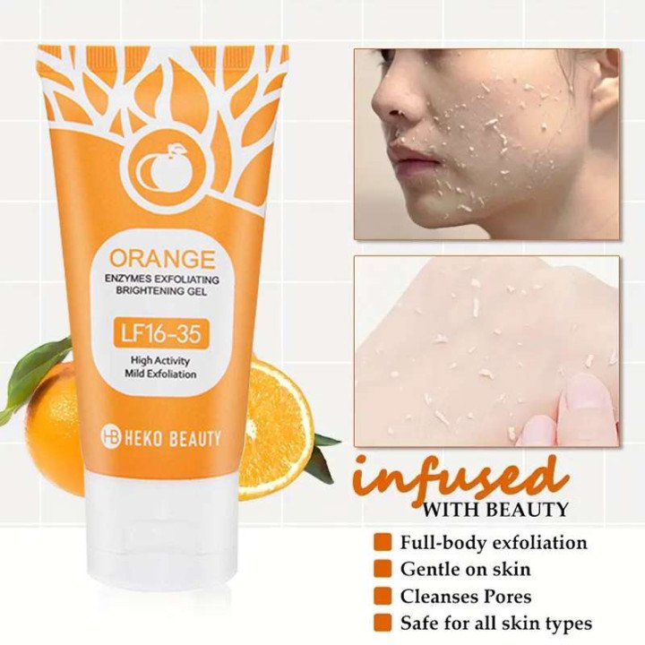 Gel exfoliant orange 50g, exfoliant, mort, élimination, nettoyage en profondeur, longue durée, hydratation, nettoie les pores, s