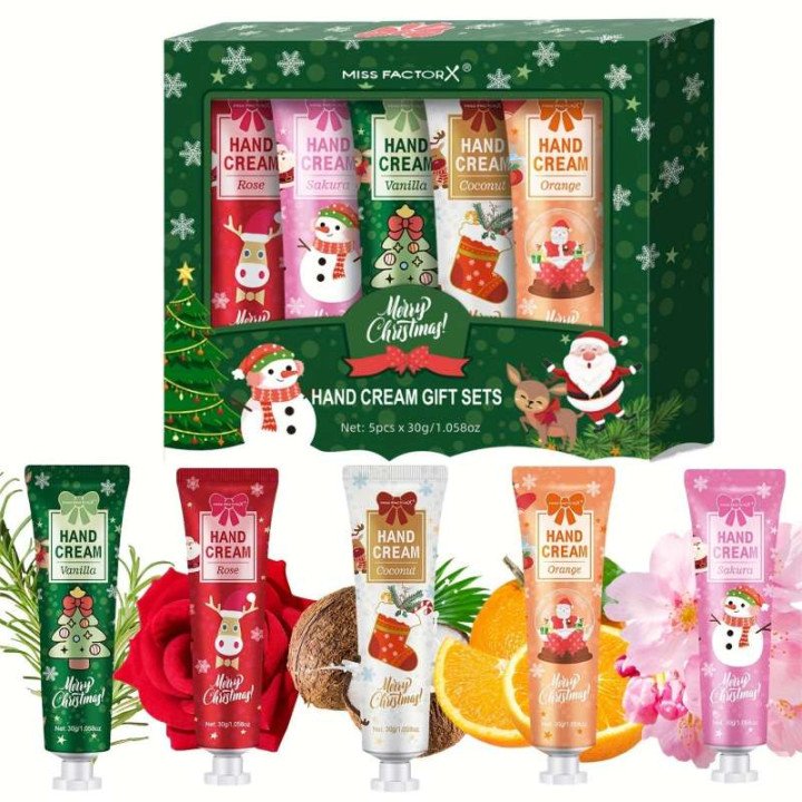 Cadeau de Noël 5/boîte ensemble de crème pour les mains, texture crème, pack de voyage crème pour les mains, durable moisturizer