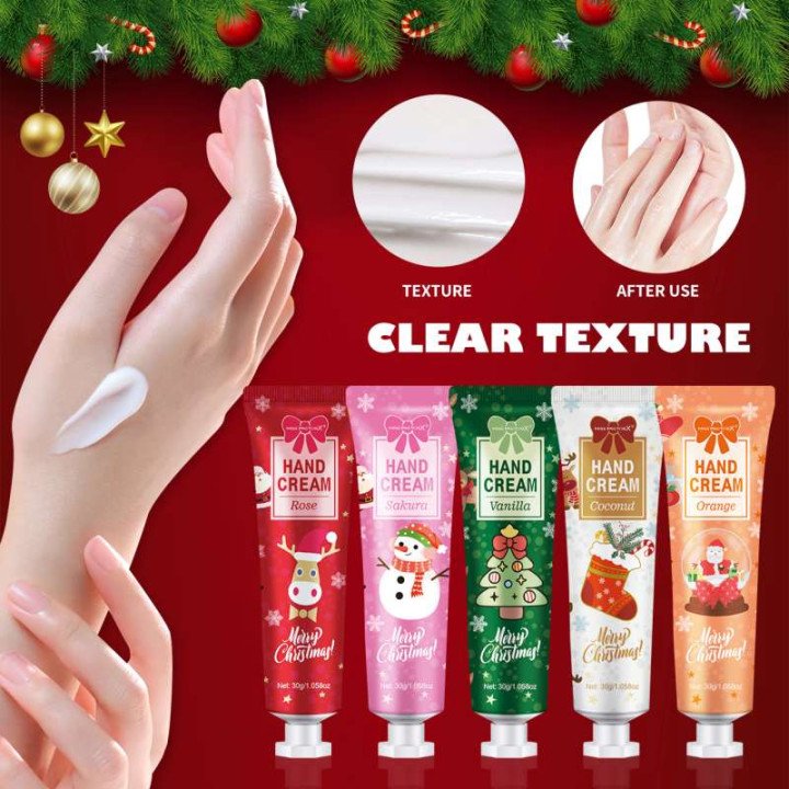 Cadeau de Noël 5/boîte ensemble de crème pour les mains, texture crème, pack de voyage crème pour les mains, durable moisturizer