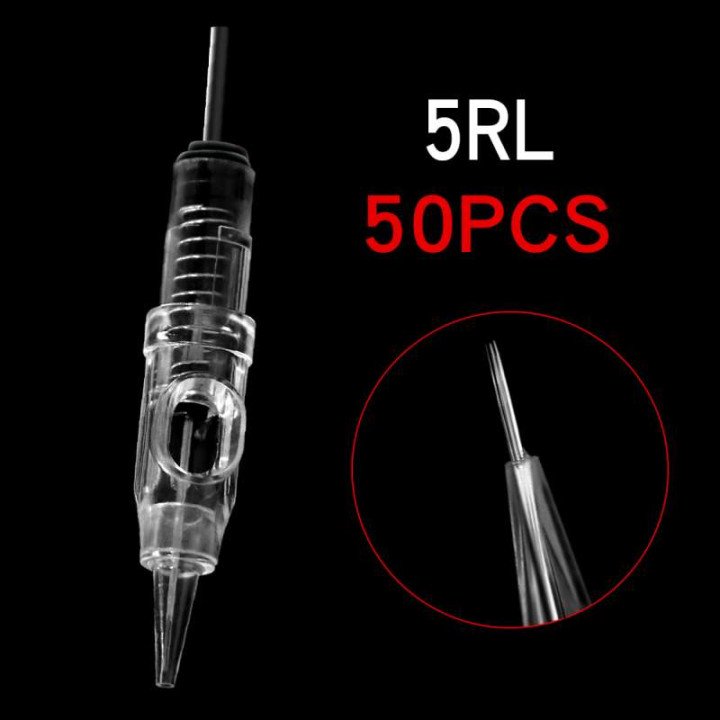Aiguilles de tatouage jetables 1R pour lèvres et sourcils, 50/100 pièces, stérilisées, micro-aiguilles, pour Machine à maquillag