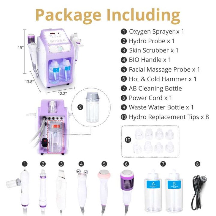 DermDelhi-Machine Hydro-Eau à Oxygène Professionnelle pour Soins de la Peau, Jet Peel Oxy Spray, Livres pour le Visage, Lifting 