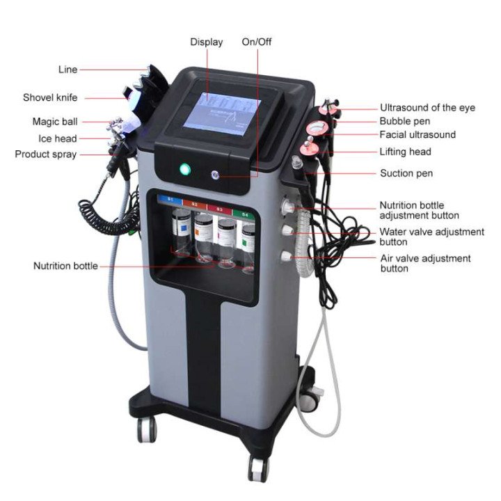 Machine Hydro Dermabrasion 10 en 1, Jet d'eau Auqa, Peeling, lifting du visage, points noirs, élimine les points noirs, Machine 
