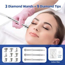 9 conseils 3 baguettes diamant Dermabrasion accessoires conseils pour Peeling de la peau du visage dissolvant de points noirs so
