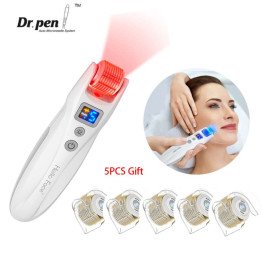 Dr. pen-Derma Roller G5 LED Light Therapy EMS BesRoller, Microcourant, Microneedling Vibration Beauty Device, 5 Roller Head