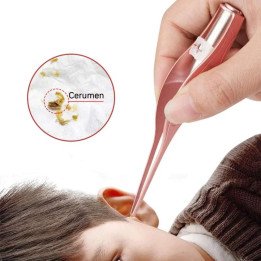 Ramasseur visuel de cire d'oreille pour enfants – Curette éclairée par LED sûre pour un nettoyage doux |   Comprend une pince à 