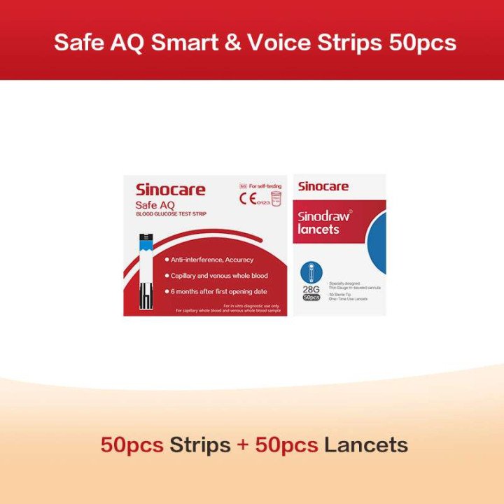 50/100/200 pièces pour aiguilles de bandelettes de Test de glycémie AQ Sinocare sûres