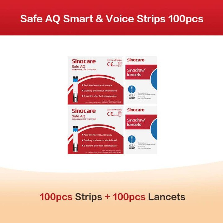 50/100/200 pièces pour aiguilles de bandelettes de Test de glycémie AQ Sinocare sûres