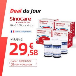 50/100/200/300/400 pièces Sinocare Sannuo GA-3 Bandelettes de test de glycémie en bouteille et lancettes pour GA-3 uniquement, p