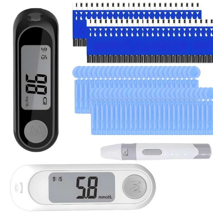 Compteur de glycémie, Kit de glucomètre, testeur de diabète, 50 bandelettes de Test, lancettes pour le diabète, compteur médical