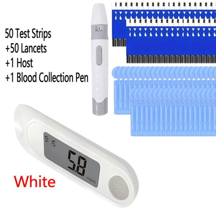 Compteur de glycémie, Kit de glucomètre, testeur de diabète, 50 bandelettes de Test, lancettes pour le diabète, compteur médical