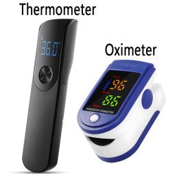 Kit de Test de température médicale, thermomètre infrarouge sans contact, thermomètre frontal ou oxymètre numérique d'oxygène da