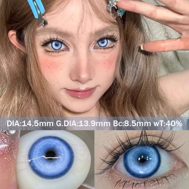 KSSEYE 1 paire de lentilles de Contact Halloween avec degré Cosplay Anime lentilles de Contact bleu beauté maquillage lentille r