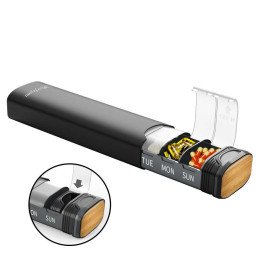 Organisateur de pilules hebdomadaire en métal Serfeymi - Pilulier de voyage de 7 jours avec joint de rechange |   Boîte à dosett