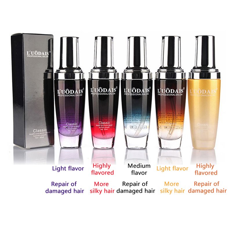 LUODAIS huile d'argan réparation des cheveux Essence de brillance plus lisse pour cheveux secs et endommagés pointes foues trait