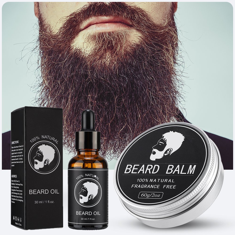Kit de croissance de barbe pour hommes, baume à barbe naturel, avertir et huile, hydratant, effet fringant, coiffage de la barbe
